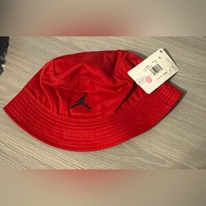 Jordan Kids Red Bucket Hat with Black Jumpman